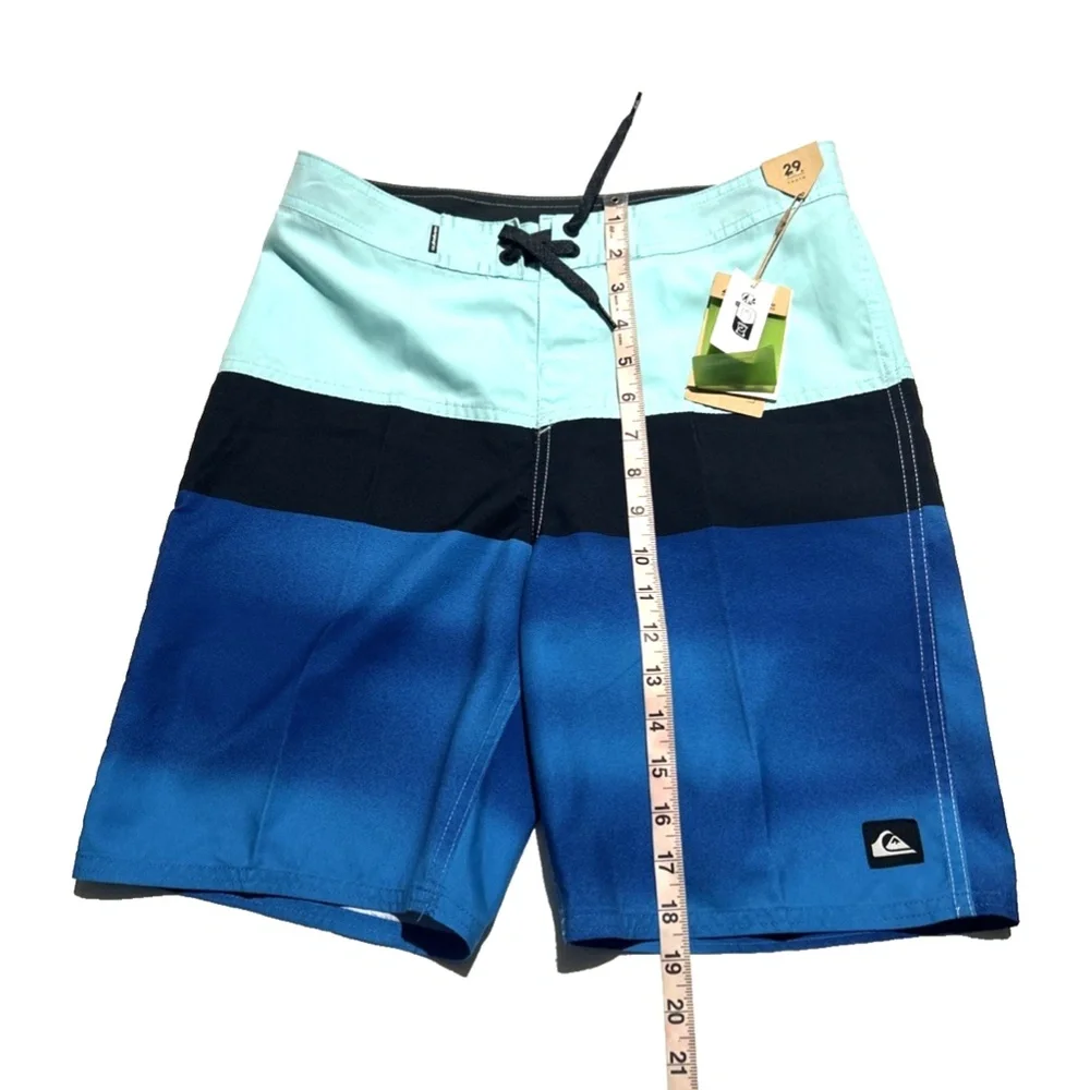 Quiksilver Boardshorts‎ Youth Size 29 Swim Trunks Blue Pocket & Drawstring NWT